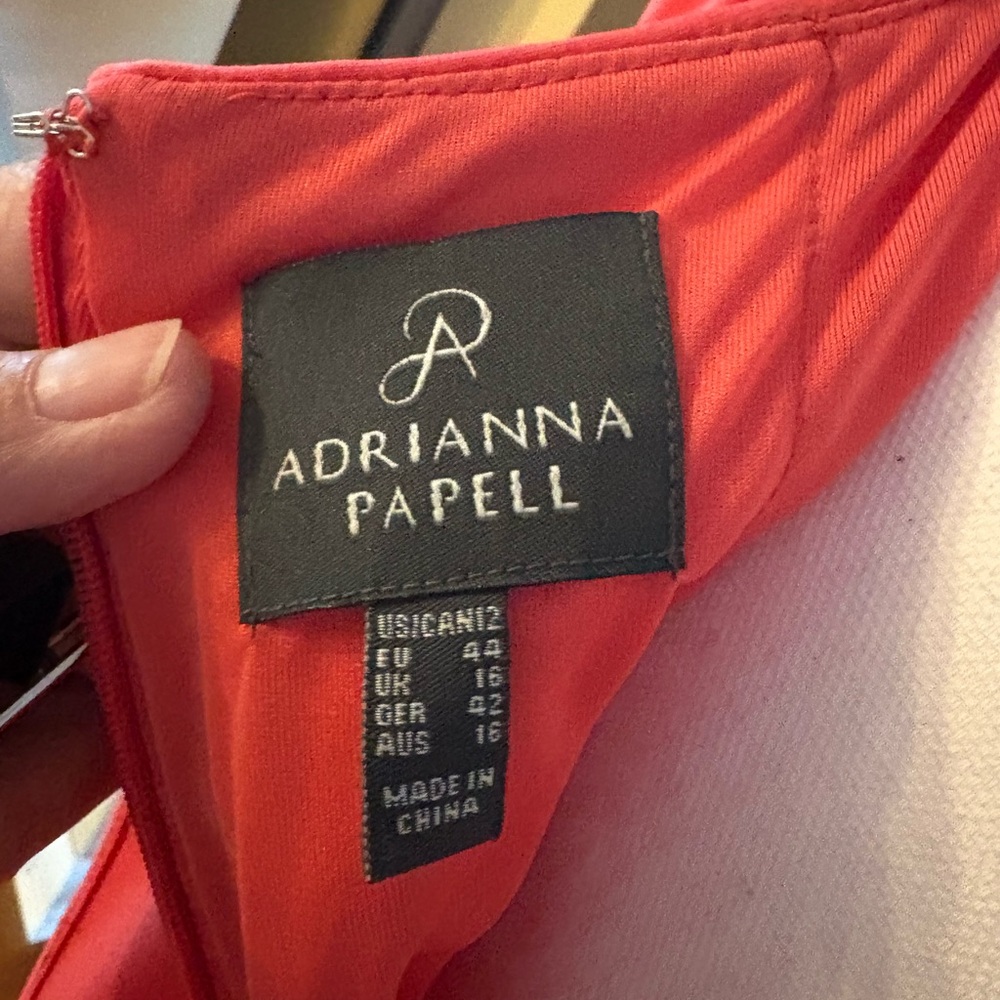 Adrianna Papell Vibrant Coral Midi Dress - Picture 7 of 9